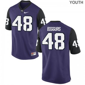 Caleb Biggurs Horned Frogs Football For Kids Game Jerseys - Purple Black
