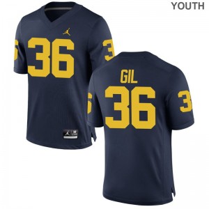 Devin Gil Wolverines Official Youth(Kids) Game Jersey - Jordan Navy