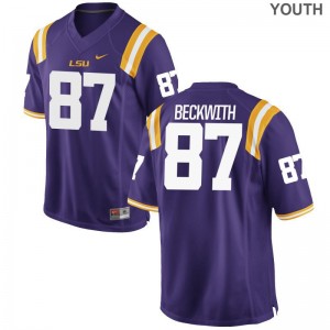 Justin Beckwith Tigers High School Youth(Kids) Limited Jerseys - Purple