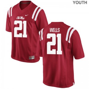 KeShun Wells Ole Miss Rebels Official Kids Game Jersey - Red