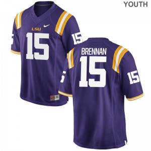 Myles Brennan LSU Official Kids Game Jerseys - Purple