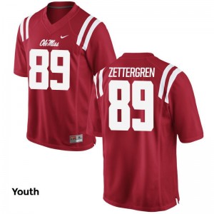 Taz Zettergren University of Mississippi Official Youth Game Jerseys - Red